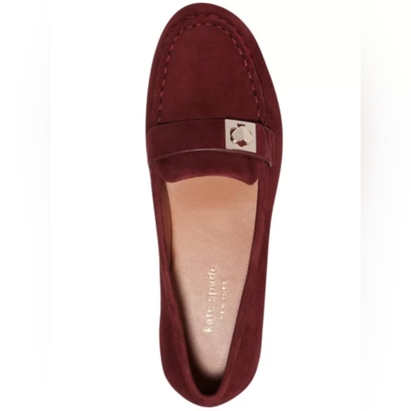 KATE SPADE NEW YORK Camellia Suede Loafers 'Dark Merlot' Burgundy Size 7.5 B - Picture 2 of 8